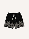 Fire&Letter Print Drawstring Waist Shorts