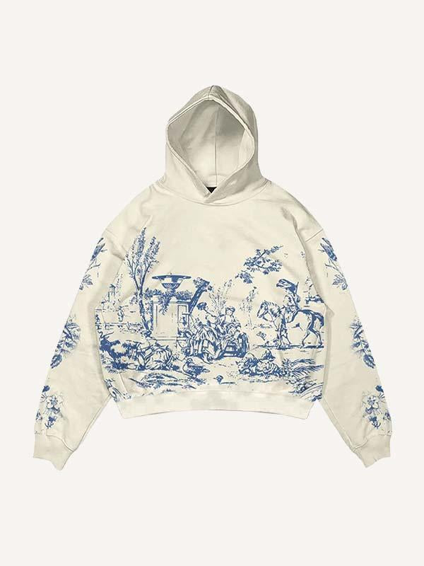 Figure&Graphic&Animal Print Slant Pockets Hoodie