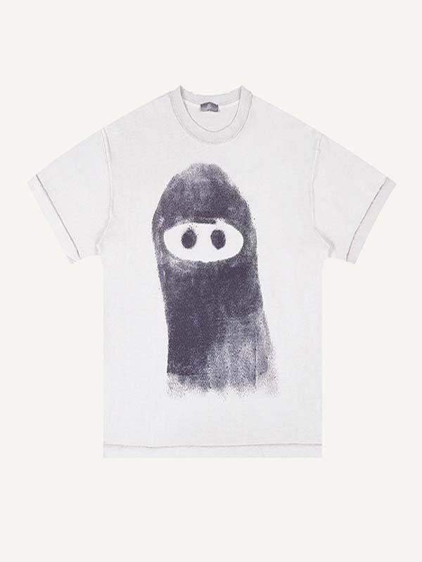 Ghost Print Round Neck T-shirt