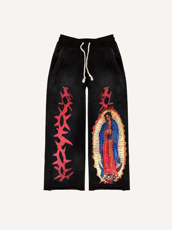 Pantalones con cintura elástica y estampado gráfico 